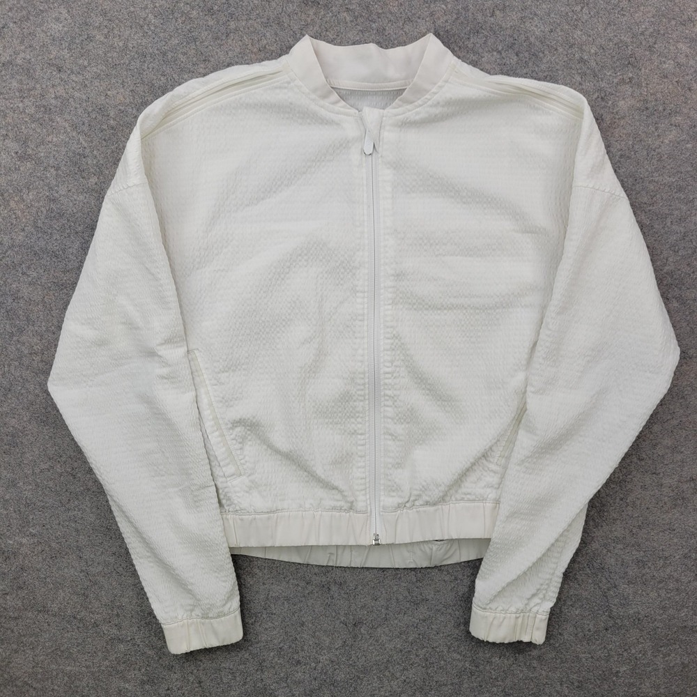 Lululemon Jacket Womens Medium White Cropped Track Full Zip Lightweight Athletic